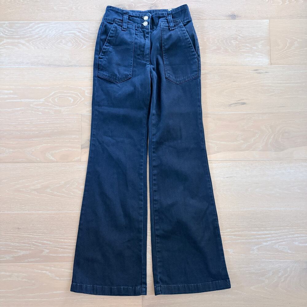 Anthropologie Maeve High Rise Wide Bottom Denim Trouser Jeans sz 25